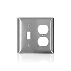 Leviton SS18-40 Plaque murale standard en acier inoxydable série C 302/304, 2-Gg, 1 bascule, 1 duplex