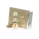 Leviton 35249-TFB Boîte de plancher à 2 groupes, 15A, en laiton
