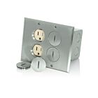 Leviton 35249-TFN Boîte de plancher à 2 groupes, 15A, nickel