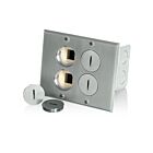 Leviton 35249-TLN Boîte de plancher basse tension à 2 groupes, 15A, nickel
