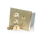 Leviton 35349-TFB Boîte de plancher à 2 groupes, 20A, laiton