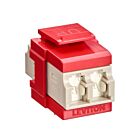 Leviton 41086-MLRAdaptateur Quickport Om1/2 Duplex LCAvec volet Beige/Rouge Cramoisi