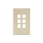 Leviton 41091-6IN Plaque murale en nylon de taille moyenne à 6 ports Quickport ivoire