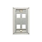 Leviton 43080-1L4 Plaque murale en acier inoxydable à 4 ports
