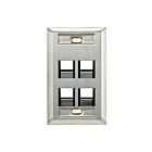 Leviton 43081-1L4 Plaque murale en acier inoxydable, 4 ports, 1 groupe