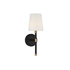 Applique Murale Savoy House Essentials Brody 9-1632-1-143 1 Lumière Noir Mat Avec Accents En Laiton Chaud