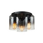 Plafonnier Artcraft Henley AC11524SM 60W noir satiné, verre fumé