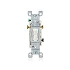 Leviton L1463-2W Interrupteur à bascule Led 3W 15A, mise à la terre blanc