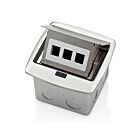 Leviton PFQP3-BN Boîte de sol escamotableAvec Quickport 3 ports en nickel brossé