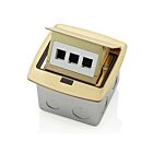 Leviton PFQP3-BR Boîte de sol escamotableAvec Quickport 3 ports en laiton