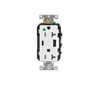 Leviton T5833-HGW Chargeur duplex blanc 20A125V d'Usb de catégorie hospitalière de combinaison A-C 