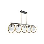 Suspendu Artcraft Lugano AC10896VB 60W 5-lumières noir et laiton vintage