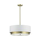 Suspendu tambour LED Dainolite LAR-204LP-AGB Larkin 4-Lumières 300W Laiton vieilli