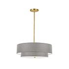 Suspendu incandescent à 2 étages Dainolite Everly 571-224P-AGB-GRY 240W 4 lumières laiton vieilli