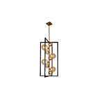 Suspendu tige DEL Dainolite GLA-309P-MB-VB séries Glasglow 9-lumières Noir Mat/Bronze Vintage 225w
