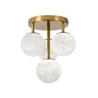 Dainolite GVA-94FH-AGB Giovanna 4-Lumières 100W Albâtre et laiton vieilli LED Plafonnier encastré