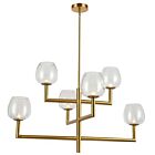 Chandelier LED Dainolite Nora NOR-326C-AGB-CLR 6-lumières 360W laiton vieilli