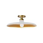 Dainolite QTN-181SF-MW-AGB Quentin 1-Lumière 60W Blanc mat et or LED Plafonnier semi encastré