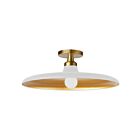 Dainolite QTN-181SF-MW-AGB Quentin 1-Lumière 60W Blanc mat et or LED Plafonnier semi encastré