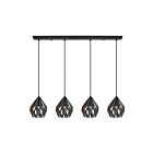 Suspendu Eglo Carlton 202038A 4-Lumières Noir et Cuivre 240W