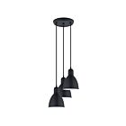 Suspendu Eglo Priddy 49465A 3-Lumières Noir et blanc 180W