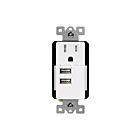 Chargeur USB interchangeable de type A avec prise de courant de 15A résistante aux manipulations Enerlites 61150-TR2USB-CU-W