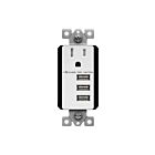 Trois chargeurs USB interchangeables de type A avec prise de 15A inviolable Enerlites 61150-TR3USB-CU-W