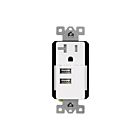 Chargeur USB double type A interchangeable avec prise de courant de 20A inviolable Enerlites 61200-TR2USB-CU-W