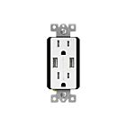 Chargeur USB double de type A avec prises duplex inviolables de 15 A et caches interchangeables Enerlites 61501-TR2USB-CC-W