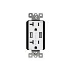 Chargeur USB double de type A avec prises duplex inviolables de 20 A et caches interchangeables Enerlites 62001-TR2USB-CC-W