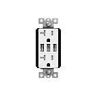 Trois chargeurs USB de type A avec prises duplex inviolables de 20 A et caches interchangeables Enerlites 62001-TR3USB-CC-W