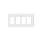 Plaque murale décorative/GFCI à quatre groupes Enerlites 8834M-W