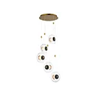 ET2 Lighting E24035-24BKNAB Amulet 5-Lumières 47.5W Noir/Laiton vieilli naturel Suspendu