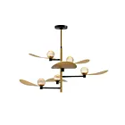 ET2 Lighting E24075-BKNAB Pearl 6-Lumières 36W Noir/Laiton vieilli naturel Suspendu