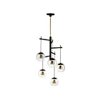 ET2 Lighting E25158-BKNAB Nucleus 5-Lumières 40W Noir/Laiton vieilli naturel Suspendu