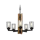 Galaxy Lighting 822783BK-WD 5-Lumières 300W Noir et bois Lustre