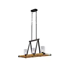 Galaxy Lighting 920963BK-WD 3-Lumières 180W Peint en noir et brun Suspendu