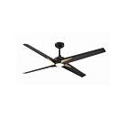 Ventilateur de plafond 56" Kendal Lighting Alestra AC30356-BLK-OCB 4-lames Noir mat/Laiton huilé