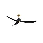 Kendal Lighting AC31360-BLK-BRS Taros 3-Lames Noir, laiton 60" Ventilateur de plafond