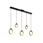 Kendal Lighting PF328-5LBR-BLK-BRS Noir et laiton 5-lumières 36W Suspendu