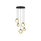 Kendal Lighting PF328-5LPA-BLK-BRS Noir et laiton 5-lumières 36W Suspendu