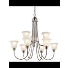Lustre à 2 étages Kichler Nicholson 42885NI 9-lumières 100W nickel brossé