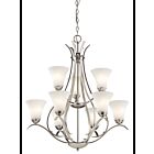 Lustre à 2 étages Kichler Keiran 43506NI 9-lumières 100W nickel brossé