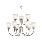 Lustre à 2 étages Kichler Jolie 43639NI 9-lumières 100W nickel brossé