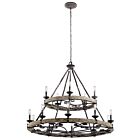 Lustre à 2 étages Kichler Taulbee 43826WZC 15-lumières 60W zinc patiné