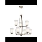 Lustre à 2 étages Kichler Tao 44052NI 9-lumières 75W nickel brossé