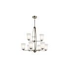 Lustre à 2 étages Kichler Tao 44052NI 9-lumières 75W nickel brossé