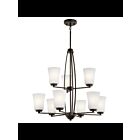 Lustre à 2 étages Kichler Tao 44052OZ 9-lumières 75W vieux bronze