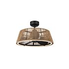 Kuzco Lighting CF41424-MB-BR-5CCT Isla 43W 24" Matte Noir et Corde Tressée LED Lustre avec ventilateur CCT Sélectionnable