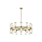 Kuzco Lighting CH309024NBCG Revolve 21-Luminaires 1440W Verre transparent et laiton naturel Lustre